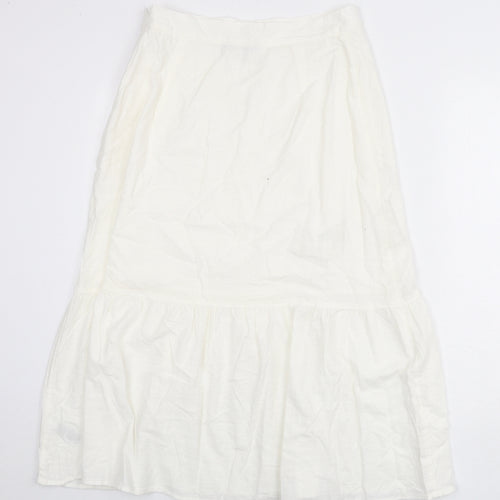 Marks and Spencer Womens Ivory Cotton Flare Skirt Size 12 Zip