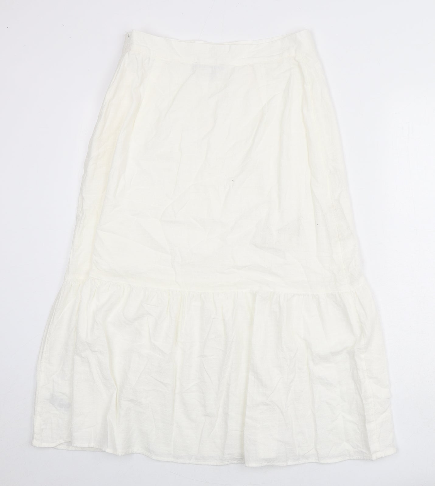 Marks and Spencer Womens Ivory Cotton Flare Skirt Size 12 Zip