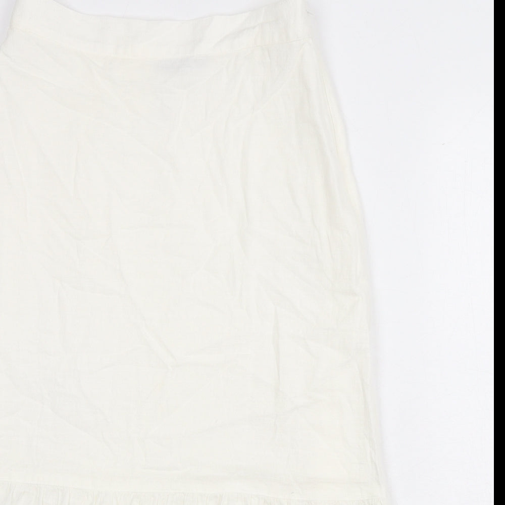 Marks and Spencer Womens Ivory Cotton Flare Skirt Size 12 Zip