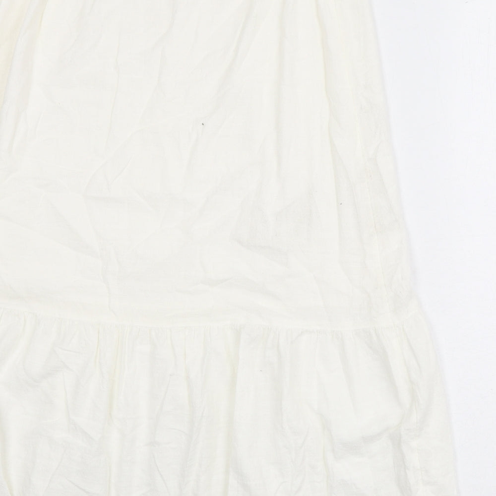 Marks and Spencer Womens Ivory Cotton Flare Skirt Size 12 Zip