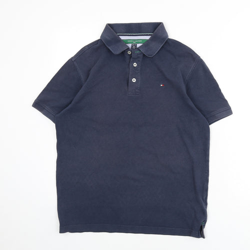 Tommy Hilfiger Mens Blue 100% Cotton Polo Size S Collared Button - Golf