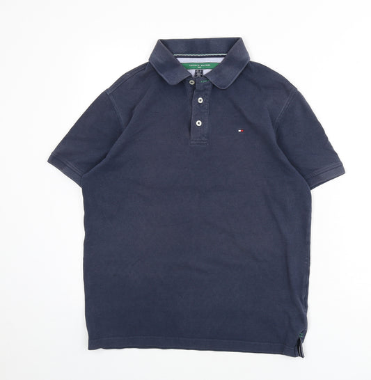 Tommy Hilfiger Mens Blue 100% Cotton Polo Size S Collared Button - Golf