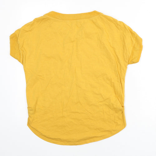 NEXT Womens Yellow Striped Viscose Basic T-Shirt Size 12 Round Neck