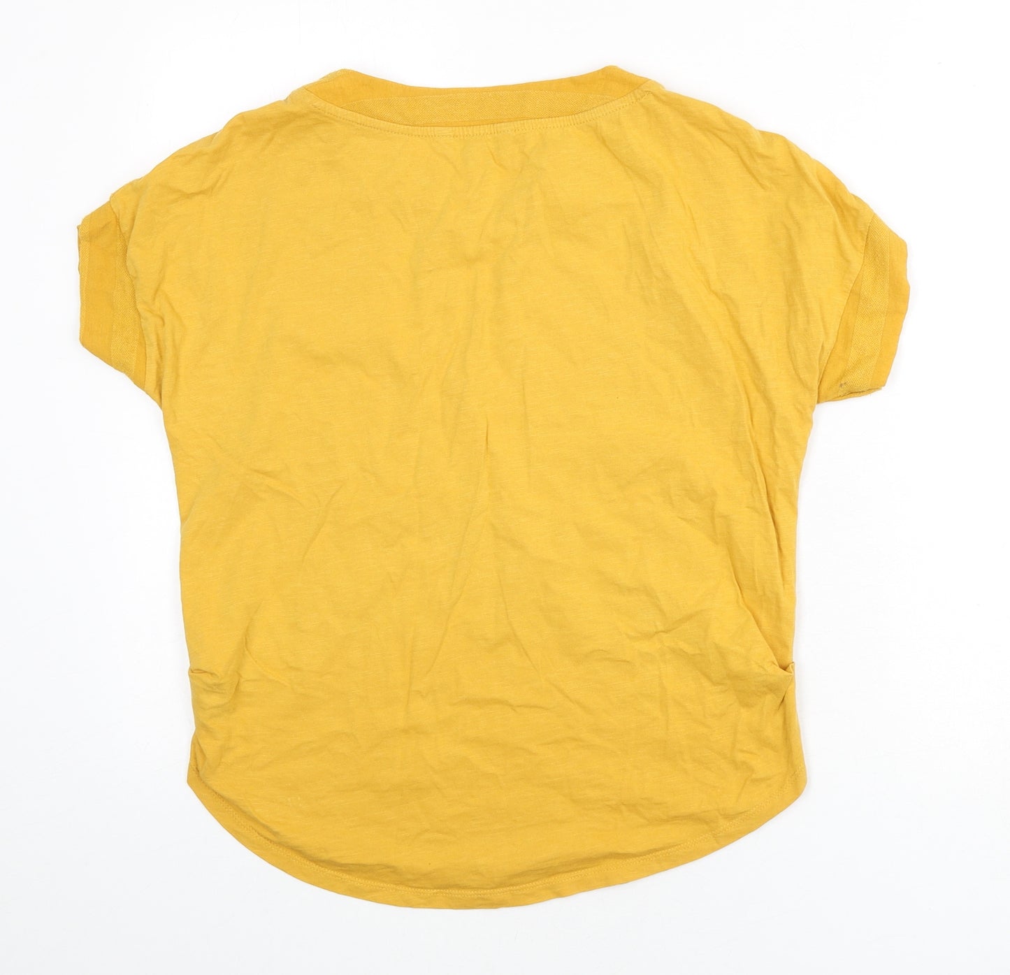 NEXT Womens Yellow Striped Viscose Basic T-Shirt Size 12 Round Neck