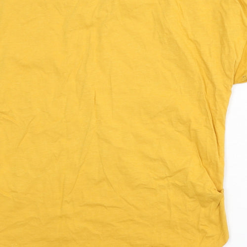 NEXT Womens Yellow Striped Viscose Basic T-Shirt Size 12 Round Neck