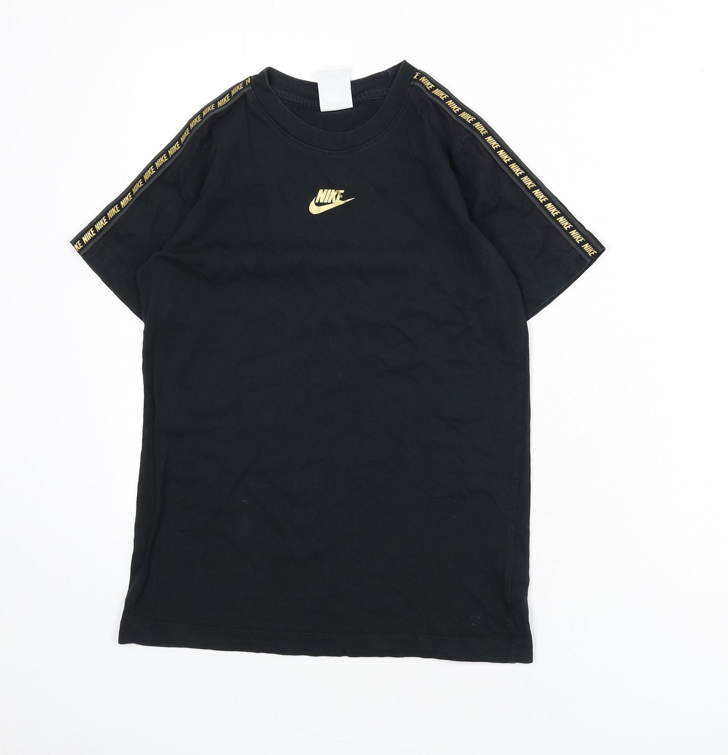Nike Boys Black 100% Cotton Basic T-Shirt Size L Round Neck Pullover