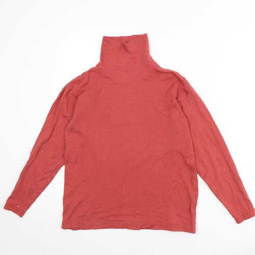 Laura Ashley Womens Red Cotton Basic T-Shirt Size S Mock Neck