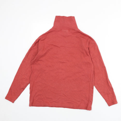 Laura Ashley Womens Red Cotton Basic T-Shirt Size S Mock Neck