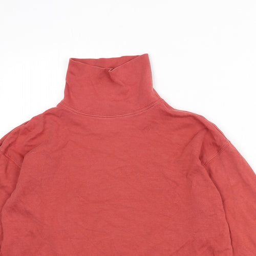 Laura Ashley Womens Red Cotton Basic T-Shirt Size S Mock Neck