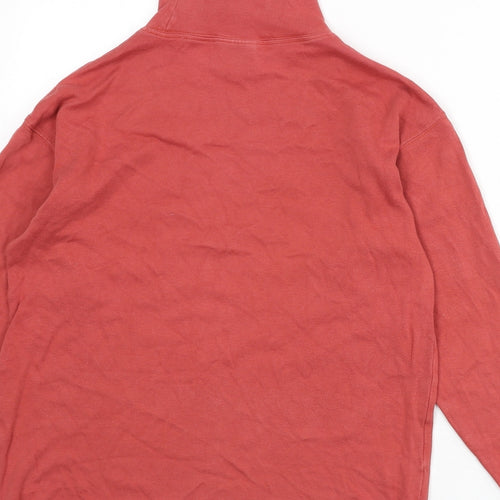 Laura Ashley Womens Red Cotton Basic T-Shirt Size S Mock Neck