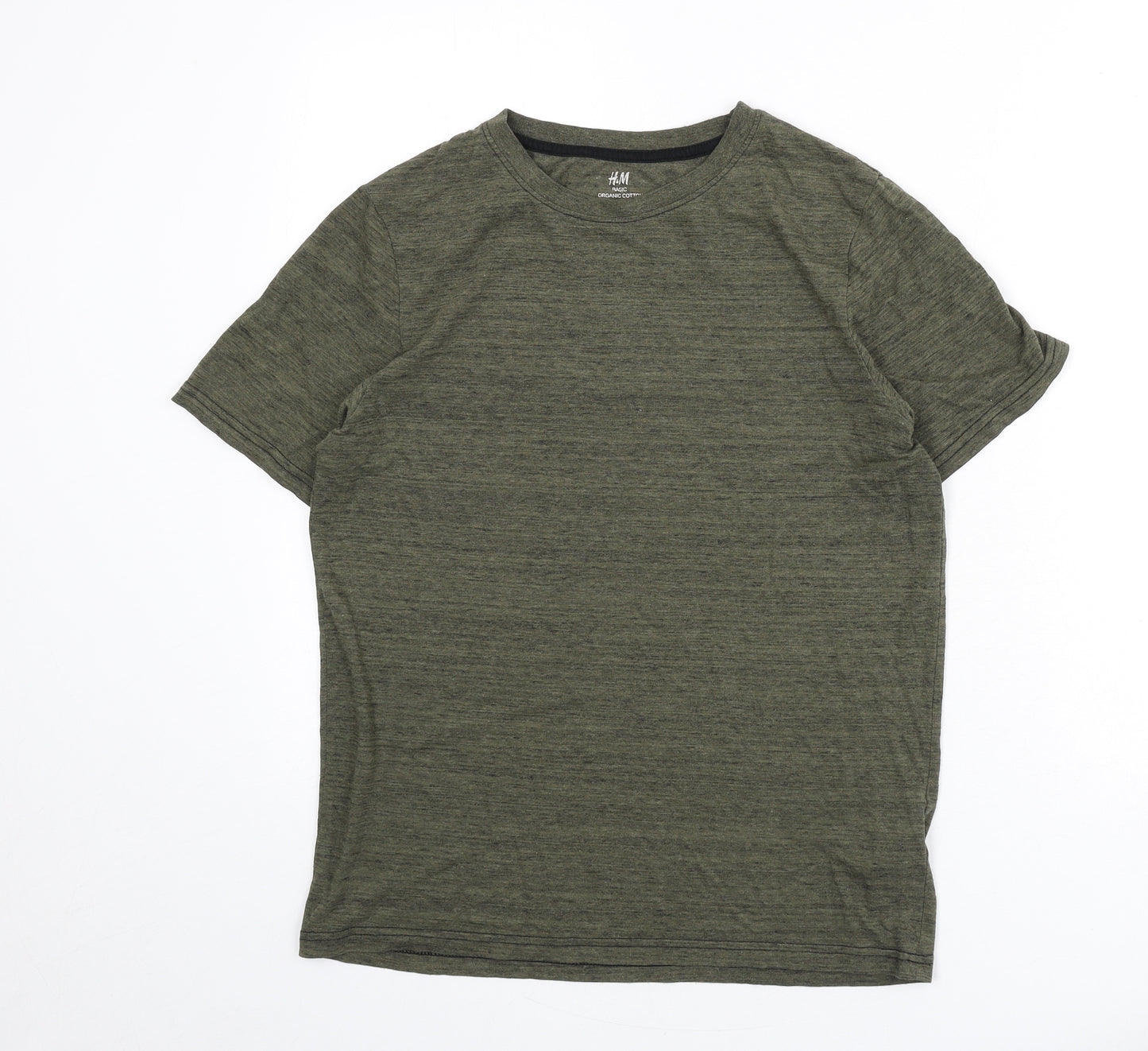 H&M Boys Green Cotton Basic T-Shirt Size 12-13 Years Round Neck Pullover - Size 12-14