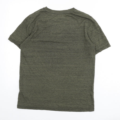 H&M Boys Green Cotton Basic T-Shirt Size 12-13 Years Round Neck Pullover - Size 12-14