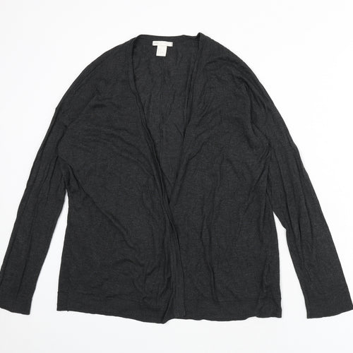 H&M Womens Grey V-Neck Viscose Cardigan Jumper Size S