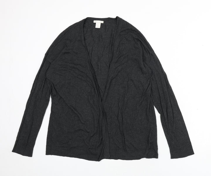 H&M Womens Grey V-Neck Viscose Cardigan Jumper Size S