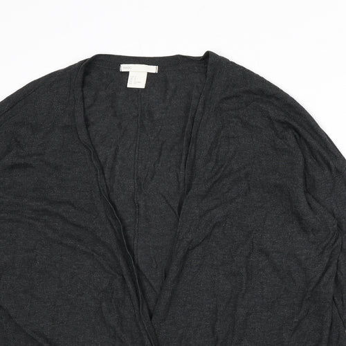 H&M Womens Grey V-Neck Viscose Cardigan Jumper Size S