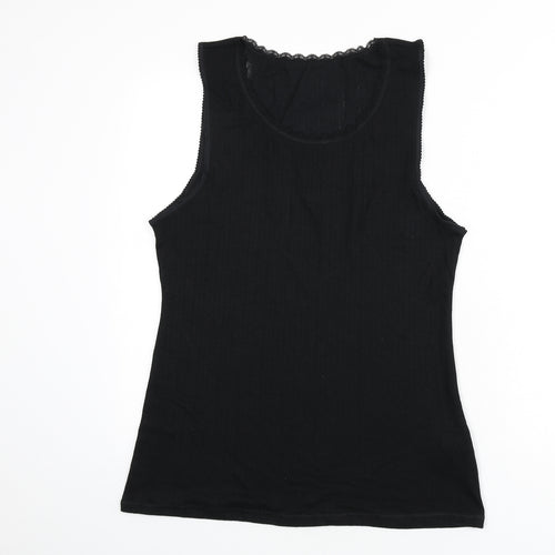 Marks and Spencer Womens Black Geometric Polyester Top Pyjama Top Size 22 - Lace Trim