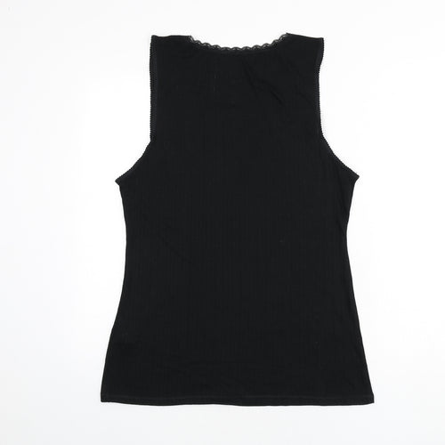 Marks and Spencer Womens Black Geometric Polyester Top Pyjama Top Size 22 - Lace Trim