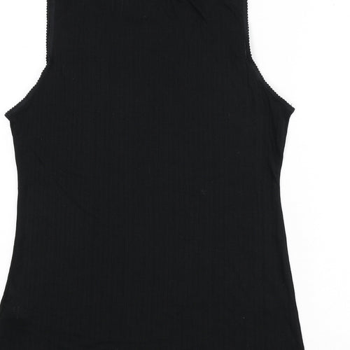 Marks and Spencer Womens Black Geometric Polyester Top Pyjama Top Size 22 - Lace Trim