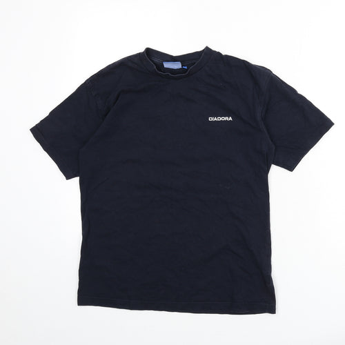 Diadora Boys Blue 100% Cotton Basic T-Shirt Size 10-11 Years Round Neck Pullover
