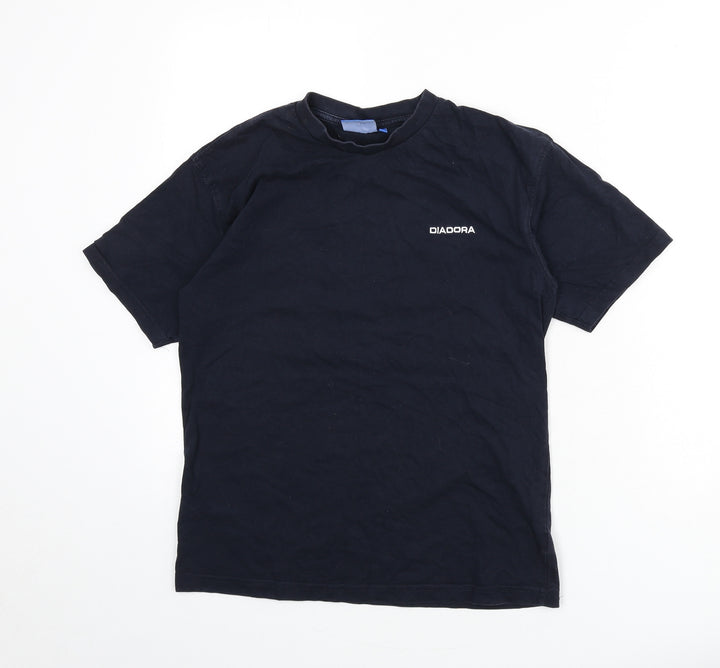 Diadora Boys Blue 100% Cotton Basic T-Shirt Size 10-11 Years Round Neck Pullover