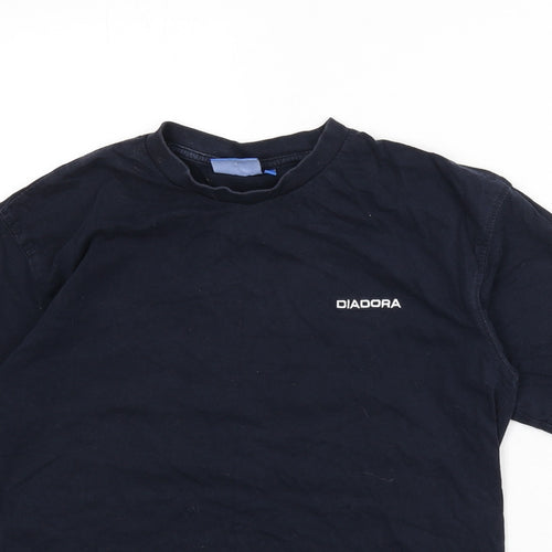 Diadora Boys Blue 100% Cotton Basic T-Shirt Size 10-11 Years Round Neck Pullover