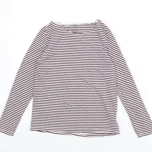 H&M Girls Purple Striped Cotton Basic T-Shirt Size 8-9 Years Round Neck Pullover - Glitter, Size 8-10