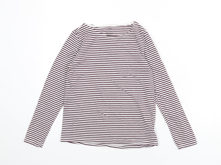 H&M Girls Purple Striped Cotton Basic T-Shirt Size 8-9 Years Round Neck Pullover - Glitter, Size 8-10