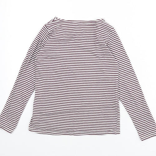 H&M Girls Purple Striped Cotton Basic T-Shirt Size 8-9 Years Round Neck Pullover - Glitter, Size 8-10