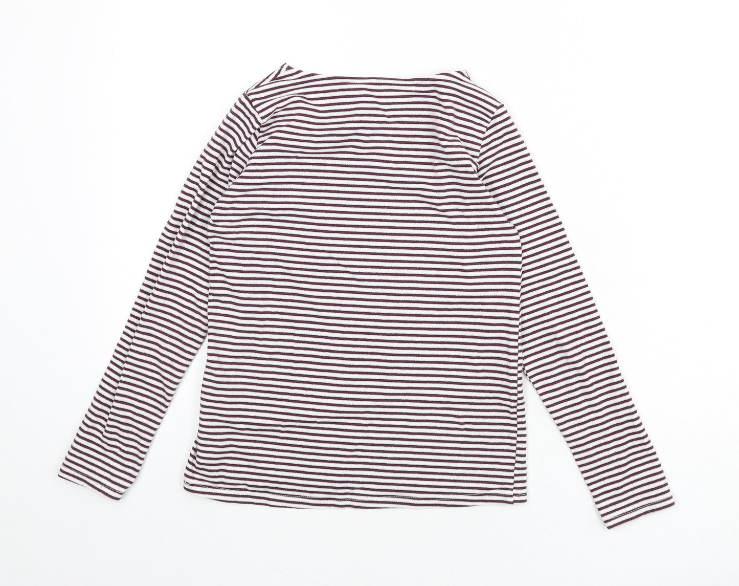 H&M Girls Purple Striped Cotton Basic T-Shirt Size 8-9 Years Round Neck Pullover - Glitter, Size 8-10