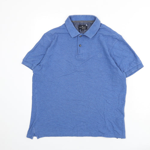 Blue Harbour Mens Blue 100% Cotton Polo Size M Collared Button