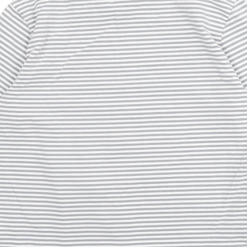 H&M Womens Grey Striped Cotton Basic T-Shirt Size L Round Neck