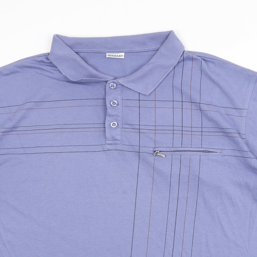Damart Mens Blue Polyester Polo Size 2XL Collared Button