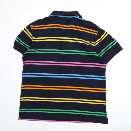 Paul & Shark Mens Blue Striped 100% Cotton Polo Size XL Collared Button