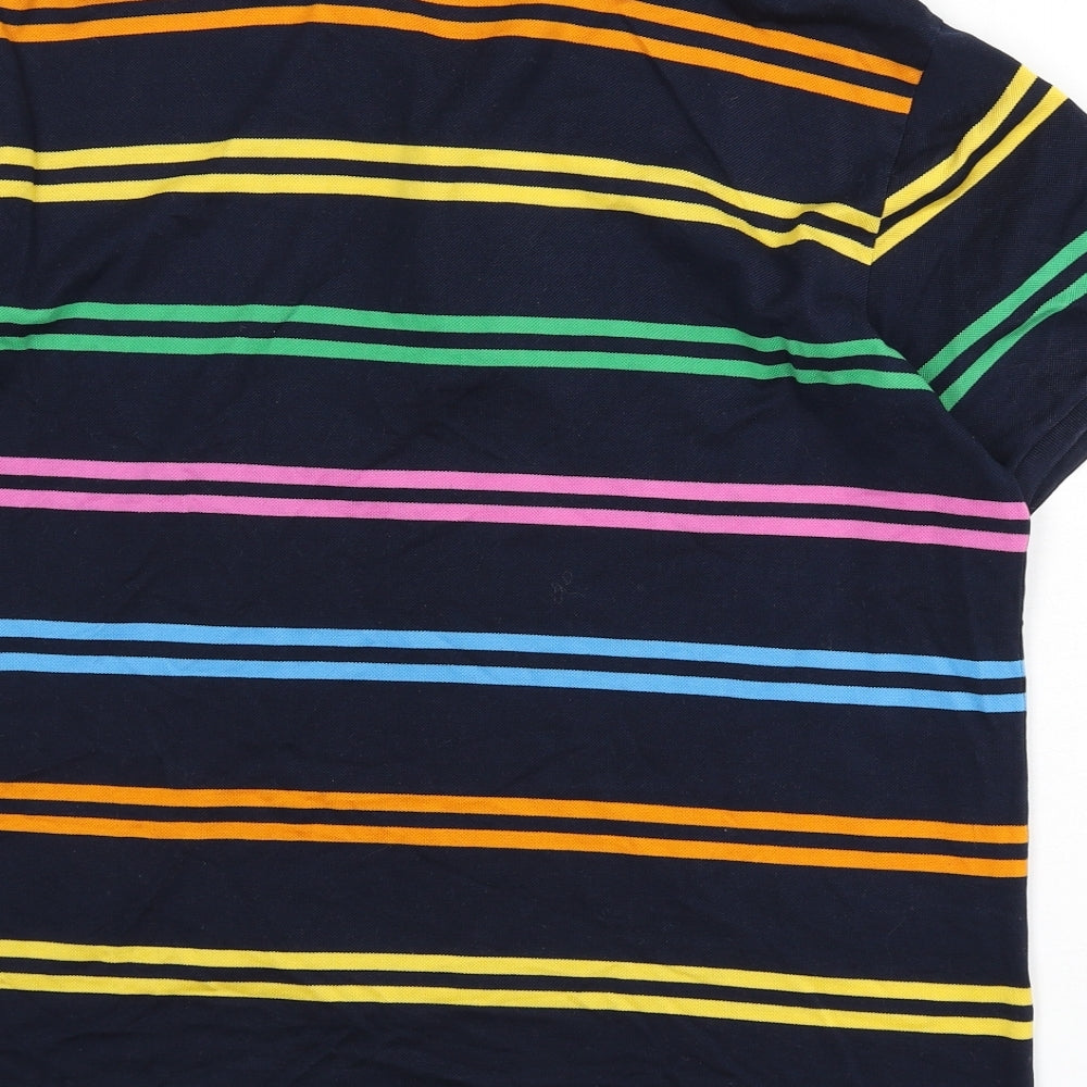 Paul & Shark Mens Blue Striped 100% Cotton Polo Size XL Collared Button