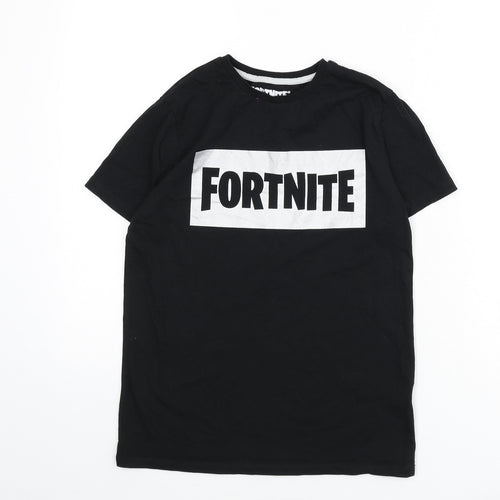 Fortnite Boys Black 100% Cotton Basic T-Shirt Size M Round Neck Pullover