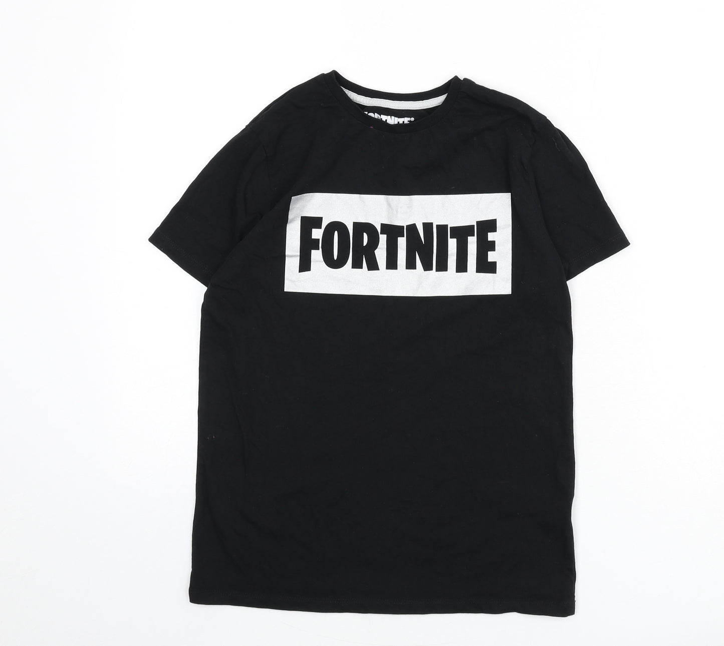 Fortnite Boys Black 100% Cotton Basic T-Shirt Size M Round Neck Pullover