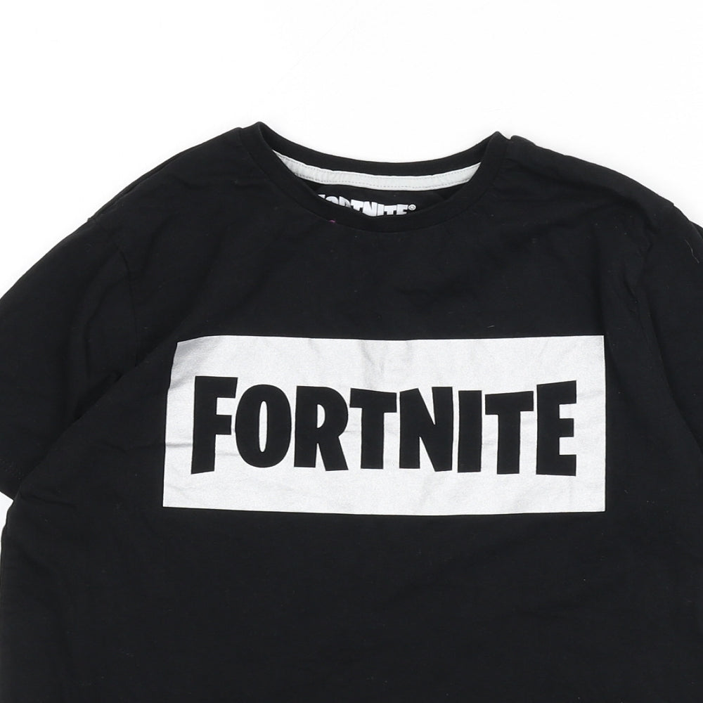 Fortnite Boys Black 100% Cotton Basic T-Shirt Size M Round Neck Pullover