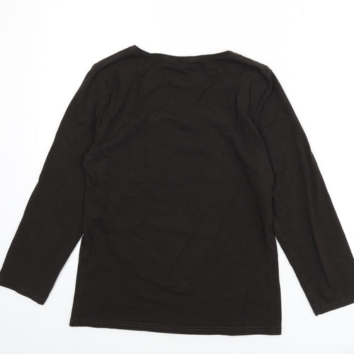 Hobbs Womens Brown Cotton Basic T-Shirt Size M Round Neck