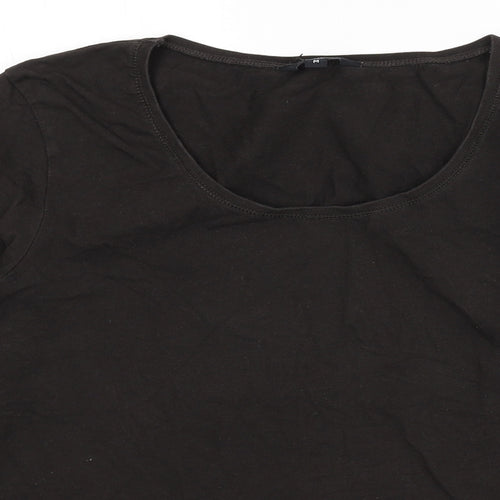 Hobbs Womens Brown Cotton Basic T-Shirt Size M Round Neck