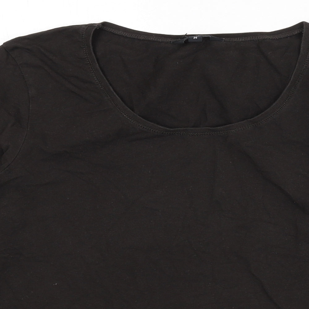 Hobbs Womens Brown Cotton Basic T-Shirt Size M Round Neck