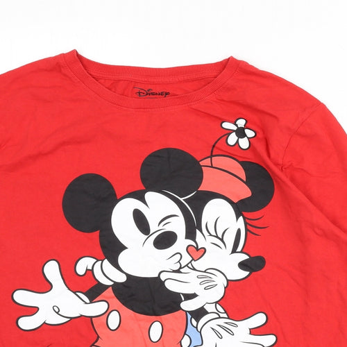 Disney Womens Red 100% Cotton Basic T-Shirt Size 18 Round Neck - Mickey Mouse & Friends, Size 18-20
