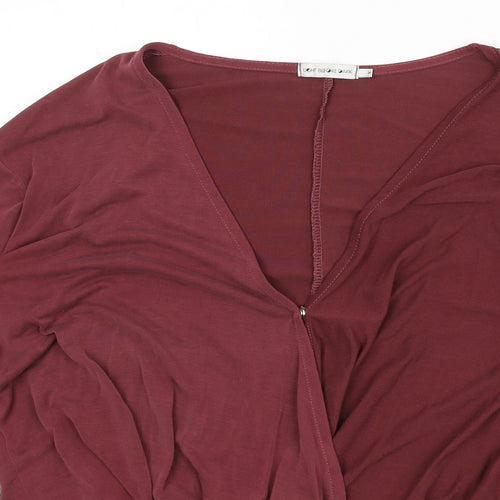Light Before Dark Womens Red Modal Basic T-Shirt Size M V-Neck - Plunging Neckline