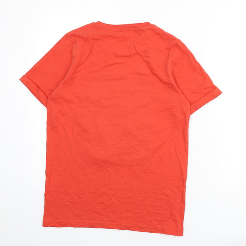 Marks and Spencer Boys Red Cotton Basic T-Shirt Size 12-13 Years Round Neck Pullover - Eat Sleep Repeat, Football, Slogan