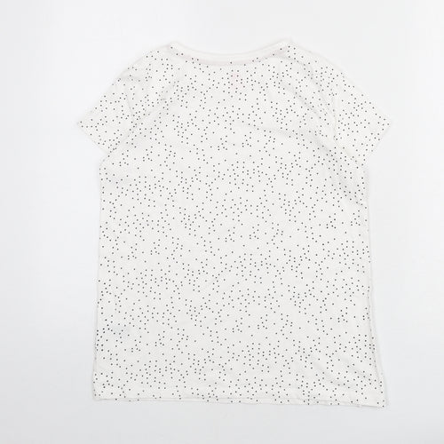 H&M Girls White Geometric 100% Cotton Basic T-Shirt Size 12-13 Years Round Neck Pullover - Size 12-14, Heart Print