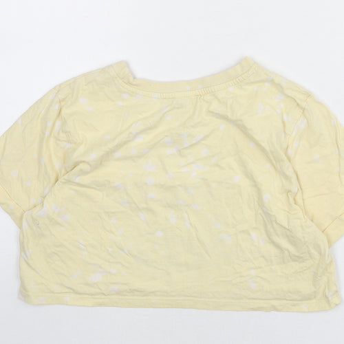 Messy Bun Just Chillin Womens Yellow Cotton Cropped T-Shirt Size S Round Neck - Sun, Slogan