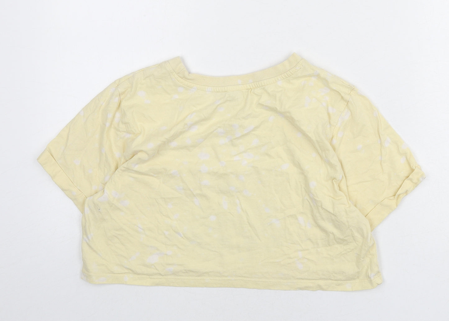Messy Bun Just Chillin Womens Yellow Cotton Cropped T-Shirt Size S Round Neck - Sun, Slogan