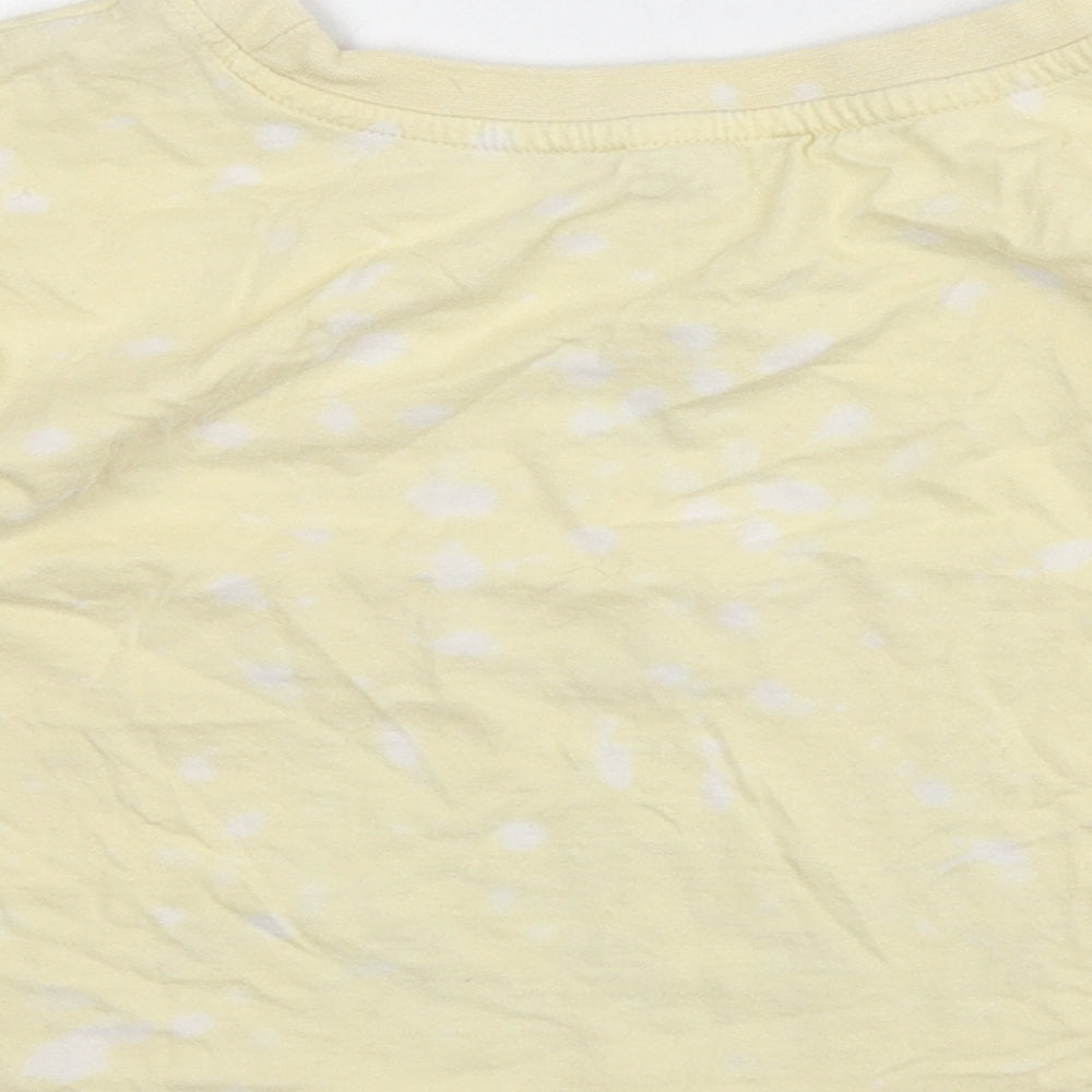 Messy Bun Just Chillin Womens Yellow Cotton Cropped T-Shirt Size S Round Neck - Sun, Slogan
