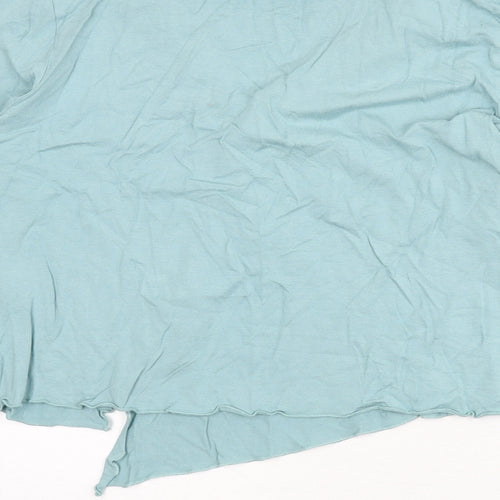 Per Una Womens Blue Viscose Basic T-Shirt Size 18 V-Neck - Ruffle Detail