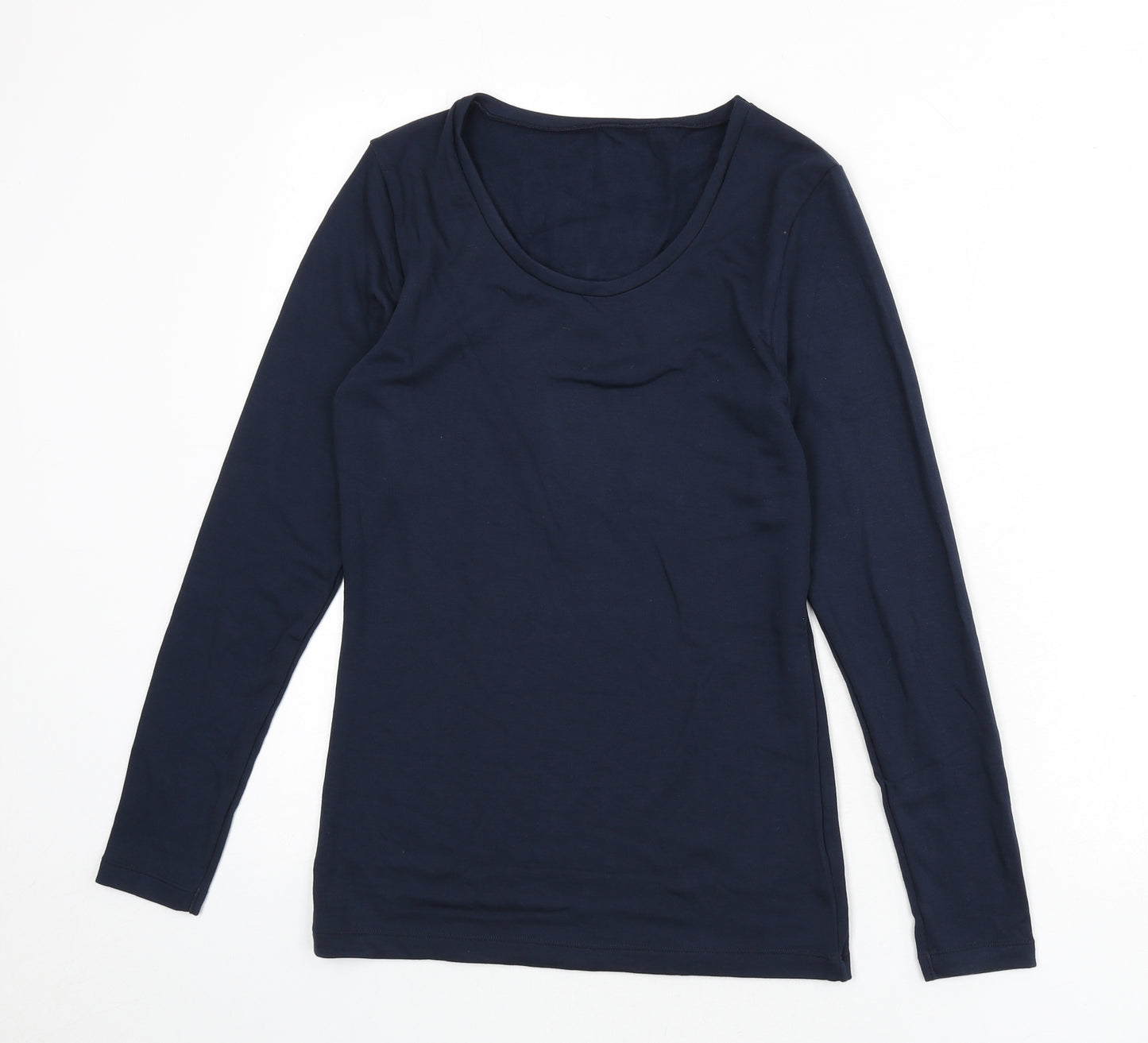 Marks and Spencer Womens Blue Acrylic Basic T-Shirt Size 14 Round Neck - Thermal