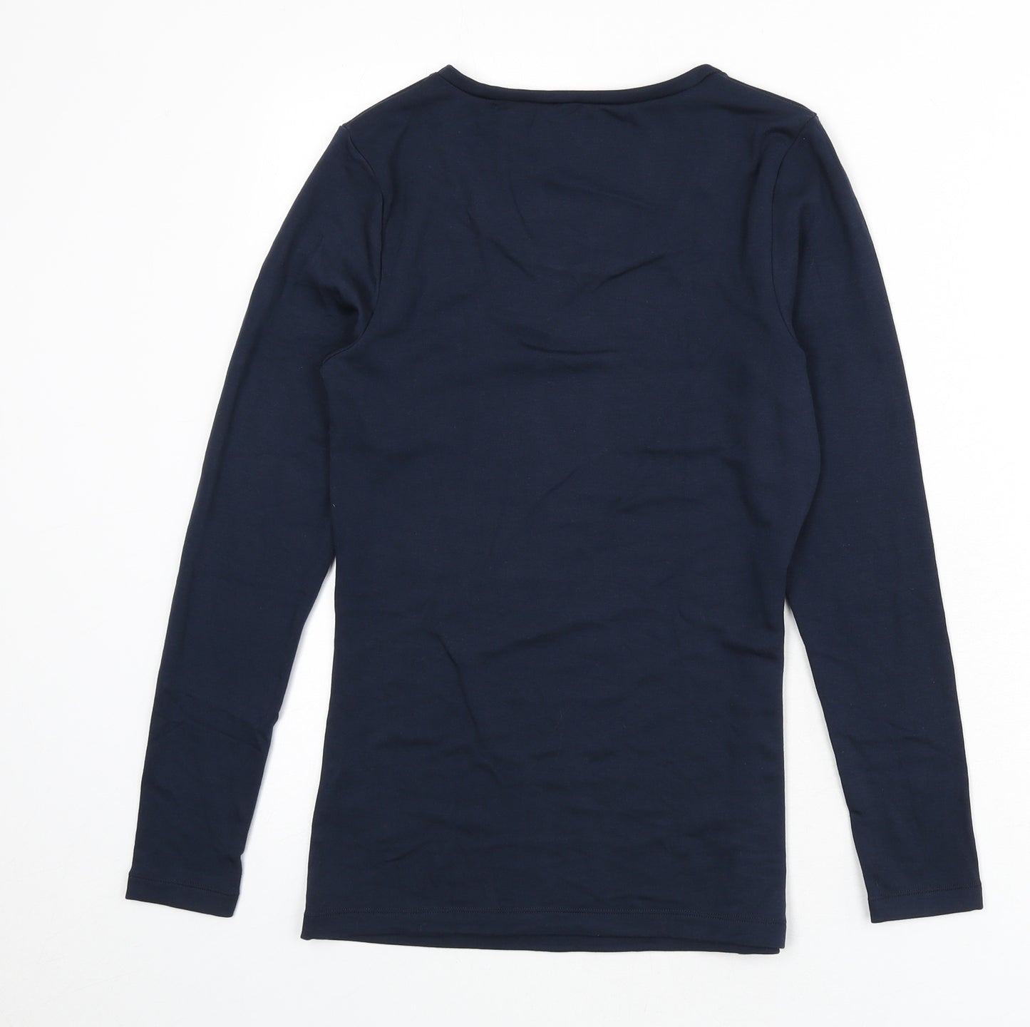 Marks and Spencer Womens Blue Acrylic Basic T-Shirt Size 14 Round Neck - Thermal